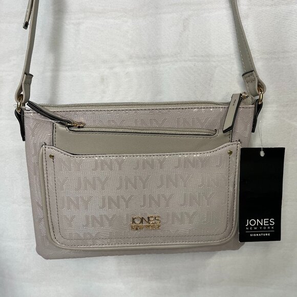 NWT Jones New York Yvette Crossbody Purse & Pouch 11JN951JN-MSC Emboss Cement - Picture 1 of 10